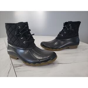 NEW WITHOUT BOX SPERRY Solid Black quilted duck‎ boot waterproof size 6
